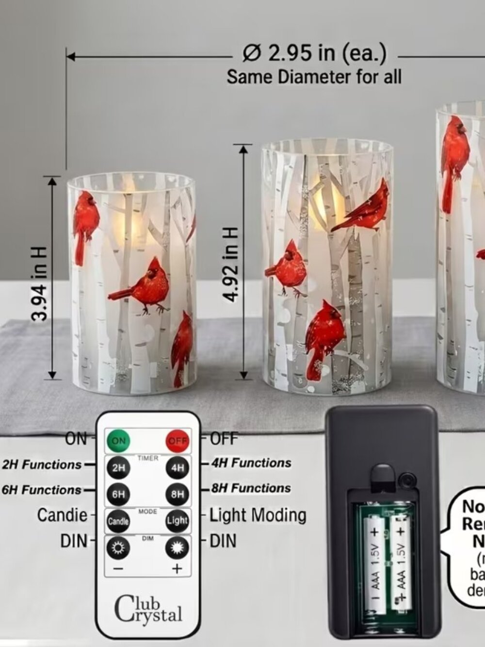 3pcs Cardinal-themed Flameless Candle - Picture 3 of 7